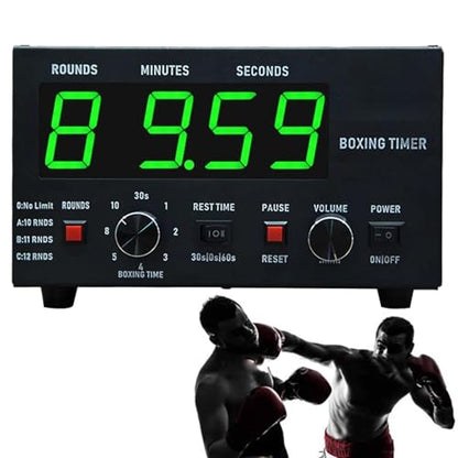 Interval Timer with LED Display - Adjustable Sound, Customizable Training Time & Repetitions for Boxing, MMA, and Kickboxing Workouts Green - color: Green