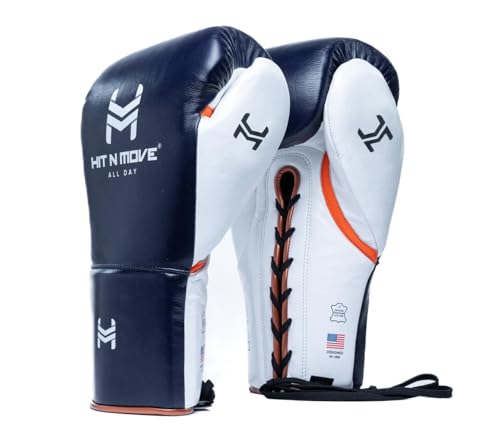 HIT N MOVE All Day Pro Balance Sparring and Bag Boxing Gloves LACE UP, Boxing Gloves Men & Women, Boxing Equipment, Sparring & Bag Gloves for Boxing, Kickboxing, Muay Thai, MMA - color: Deep Blue, size: 14 OZ
