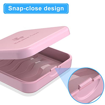 Aligner and Retainer Cases,2 Pcs Denture Case - Pink | Durable and slim Mouth Guard Case - color: Pink