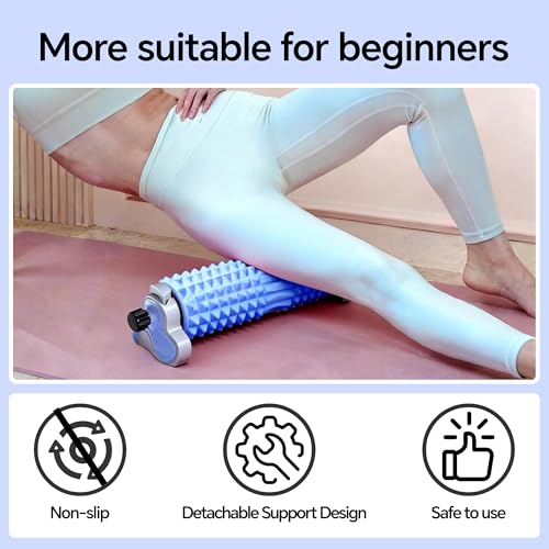 Foam Roller with Detachable Stand, 18” Deep Tissue Massage Roller | 3-Level Height Adjustable Support, Beginner-Friendly Design for Home Workout & Muscle Recovery - Blue - color: Blue