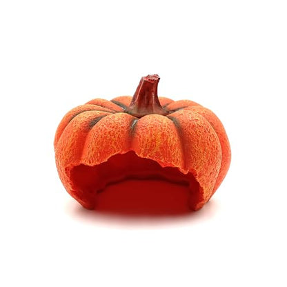 Shelltech Reptile Hideout Resin Aquarium Decoration Pumpkin House for Small Fish,Shrimps,Frogs,Gecko, Spider (Mini Pumpkin)