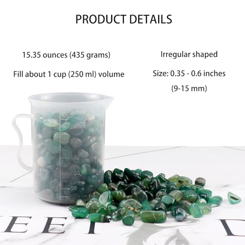 Aquarium Decor Gravel 0.96LB Natural Pebbles Fish Tank Stones Vase Filler Succulent Rocks Polished Crushed Bulk Irregular Shaped - Green - color: Green