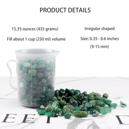 Aquarium Decor Gravel 0.96LB Natural Pebbles Fish Tank Stones Vase Filler Succulent Rocks Polished Crushed Bulk Irregular Shaped - Green - color: Green