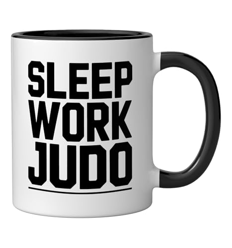 Judo Dad Life Humor Between Work Sleep Mat Time Martial Arts Ceramic Mug, Black/White - color: Black/White