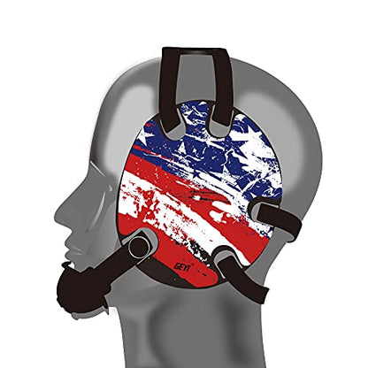 Wrestling Headgear with American Flag Decals(Adult) - color: Black