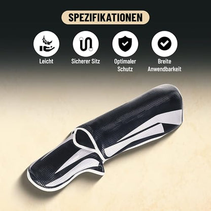 Endless Martial Arts Shin Guards | Material: ‎Faux Leather | Adjustable Thai Leg Guards with Instep Protection for Kickboxing/MMA Training and Sparring - size: Large