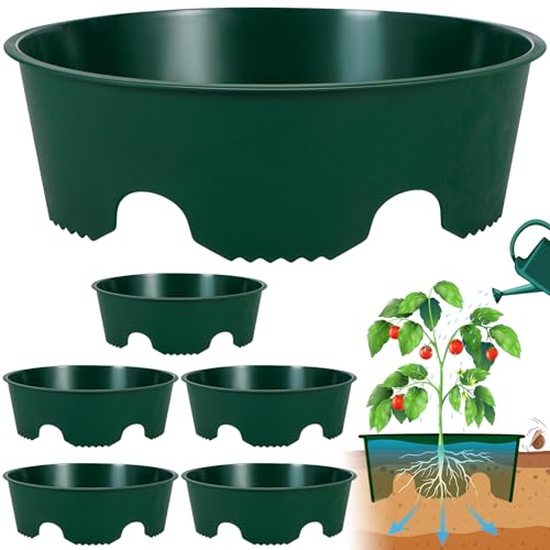 6PCS 12 Inches Plant Rings for Outdoor Plants, Plant Rings, Planting Ring | Planting Grow Rings to Separate Rock and Pest for Deep Watering Veggies Herbs and Flowers