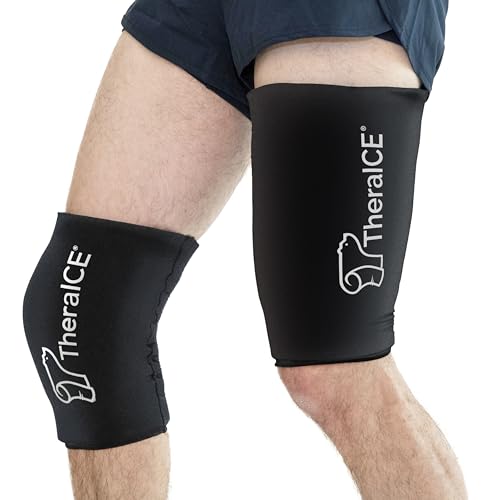 TheraICE Knee Ice Pack Wrap Compression Sleeve for Injuries | Reusable Gel Cold Packs Brace Plus Cold Wrap Recovery for Meniscus Tear, ACL Post Surgery, MCL Pain Relief Without Machine | Women & Men - size: X-Large, style: Original