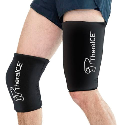 TheraICE Knee Ice Pack Wrap Compression Sleeve for Injuries | Reusable Gel Cold Packs Brace Plus Cold Wrap Recovery for Meniscus Tear, ACL Post Surgery, MCL Pain Relief Without Machine | Women & Men - size: X-Large, style: Original