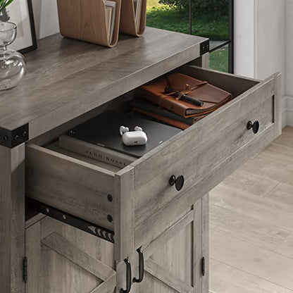 HOSTACK Kitchen Storage Cabinet, Farmhouse Coffee Bar Cabinet, Ash Gray - color: Ash Grey