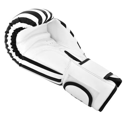 Athllete Boxistar Boxing Gloves - Men's & Women's, 8 oz to 16 oz with Optimal Padding - color: Black/White, size: 12 oz