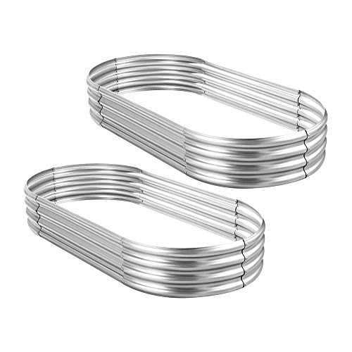 Land Guard 6ft Metal Raised Garden Bed，2 Pcs Galvanized Planter Raised Beds for Vegetables………… - color: 1-silver, size: 6×3×1ft(2pcs）