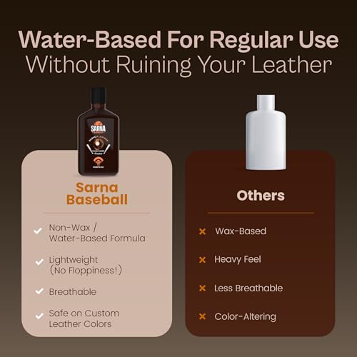 SARNA BASEBALL Glove Conditioner, Liquid, 8 Oz – Water-Based, Non-Darkening, No Sticky Residue – Glove Conditioner for Mitts, Baseball & Softball Gear Made in USA - size: 8oz Baseball