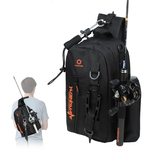 Small Fishing Bag with Rod Strap, Portable & Lightweight, Fish Small Tackle bag – Fits Tackle Boxes & Gear,Move Freely, Cast Smoothly - Fishing Gifts for Men - color: Black