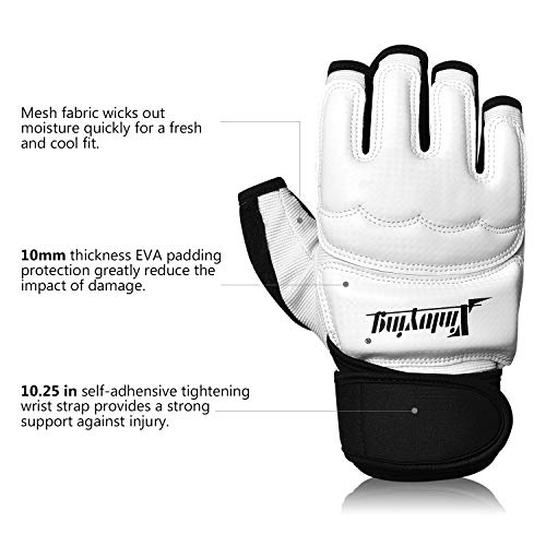 Xinluying Punch Bag Boxing Martial Arts MMA Sparring Grappling Muay Thai Taekwondo Training PU Leather Wrist Wraps Gloves - color: White, size: Medium