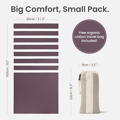 SummerSand Microfiber Beach Towel - Quick Dry, Sand Free - Compact and Lightweight for Travel - Recycled Materials - Travel Bag Included - Large Microfiber Towel (63x31.5in – Grape Purple) - color: Grape Purple