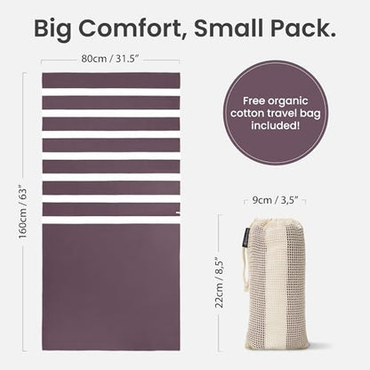 SummerSand Microfiber Beach Towel - Quick Dry, Sand Free - Compact and Lightweight for Travel - Recycled Materials - Travel Bag Included - Large Microfiber Towel (63x31.5in – Grape Purple) - color: Grape Purple