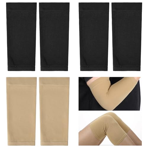 2 Pairs Tattoo Cover up Sleeve, Forearm Concealer Support | Tattoo Aftercare UV Protection over Sleeve Elbow Sleeves for Women Men - color: Nude, Black