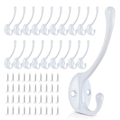 Wall Hooks for Hanging, 20-Pack Heavy Duty Metal Coat Hooks, for Living Room, Bathroom, Kitchen, Bedroom for Towel, Hat, Key, Closet, Bag (White) - color: 20pack-White