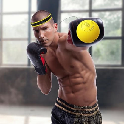 Boxing Reflex Ball Headband Multifunctional Fun Effective Hand Eye | Kids Beginners Punching Headband for Professionals Enthusiasts Beginners Amateurs Lovers Families Friends - color: Yellow ball