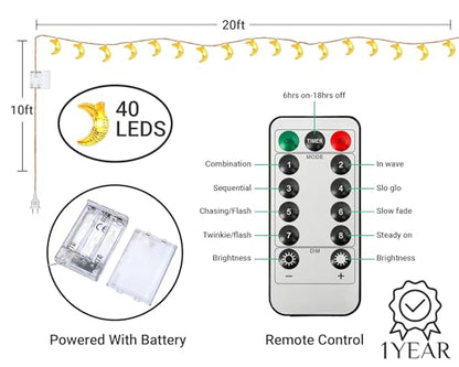 OLEEK Ramadan Lights Decorations 20 ft- Ramadan Decorations for Home 2026 - Ramadan Decoration Lights (40 LEDs)- Ramadan Gifts for Kids - Ramadan Decor - زينه رمضان - Ramadan led Lights