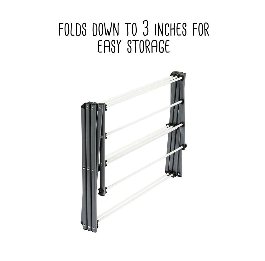 Honey-Can-Do 6-Tier Collapsible Steel Clothes Drying Rack, 24 ft, White | 6-tier steel rack with 24 ft of drying space folds flat to 3 in. Coated bars are gentle on delicates; 50 lb capacity. - color: White / Siver, size: 29" W