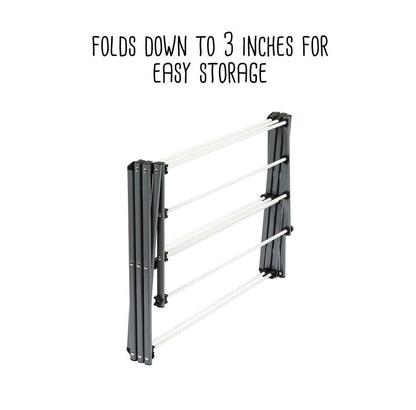 Honey-Can-Do 6-Tier Collapsible Steel Clothes Drying Rack, 24 ft, White | 6-tier steel rack with 24 ft of drying space folds flat to 3 in. Coated bars are gentle on delicates; 50 lb capacity. - color: White / Siver, size: 29" W