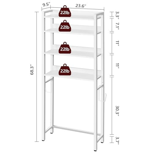 MAHANCRIS Over The Toilet Storage Rack and Fish Tank Stand Bundle, 4 Tier Bathroom Organizer Over Toilet, 10-20 Gallon Wooden Aquarium Stand with 3-Tier Storage Shelves, TSBW0401-TWT7601