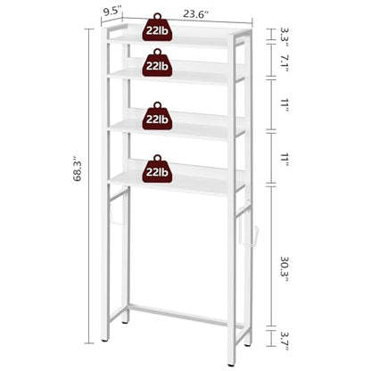 MAHANCRIS Over The Toilet Storage Rack and Fish Tank Stand Bundle, 4 Tier Bathroom Organizer Over Toilet, 10-20 Gallon Wooden Aquarium Stand with 3-Tier Storage Shelves, TSBW0401-TWT7601