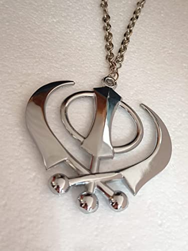 BEXCO Sikh Khanda Sahib Metal Car Hanging Rear View Mirror Show Piece - Complete with Chain (8 cm, Silver) - color: Silver, size: 8 cm