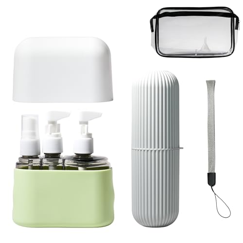 Travel Bottle Set – TSA Approved, Leakproof Toiletry Kit for Carry-On, Refillable Containers for Spring & Summer Travel (Sage Green) - color: Green