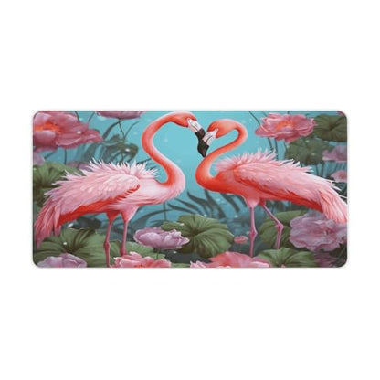 Large Size Gaming Mouse Pad Flamingo Love Flowers Desk Mat Non-Slip Base Waterproof Desktop Writing Pad for Office Home - color: Flamingo Love Flowers, size: 30x60cm