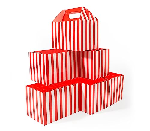 Happyhiram 40 Pack Christmas Red Striped Large Gable Boxes, 9x6x6 Inch - color: Red Stripes, size: 1 Count (Pack of 40)