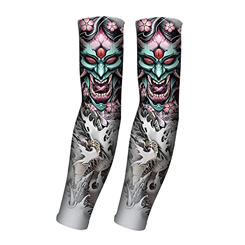 UV Sun Protection Arm Sleeves for Men & Women-UPF 50+ Sports Compression Cooling Sleeve-Unique TATTOO SLEEVE gift - color: Cacodemon