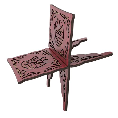 2Pcs Koran Stand - Muslim Reading Bookshelf Holder, Retro Carved Religious Supplies (Red)