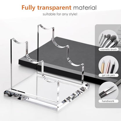 SANRUI 3 Tier Acrylic Pen Holder Display Stand, Fountain Pen Pencil Makeup Brush Rack, Ballpoint Pen Showholder, Paintbrush Drying Rack Organizer Desk for Home School Office or Store Use - style: 3 Tier
