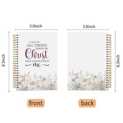 Watercolor Flower Christian Notebook Journal, Christian Gifts for Women Faith, I Can Do All Things Bible Journal Notebooks for Note Taking, Faith Based Gifts, Spiral Notebook 5.5x8.3 Inch - color: 19-Christian-notebook