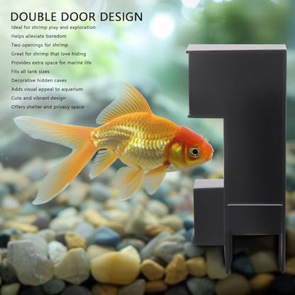 12.5x12.5x5.5cm Shrimp Cave Aquarium Tunnel Corner Decorations, 2 Openings Hideaway Decor Fish Tank Ornament Accessories for Shrimp Fish