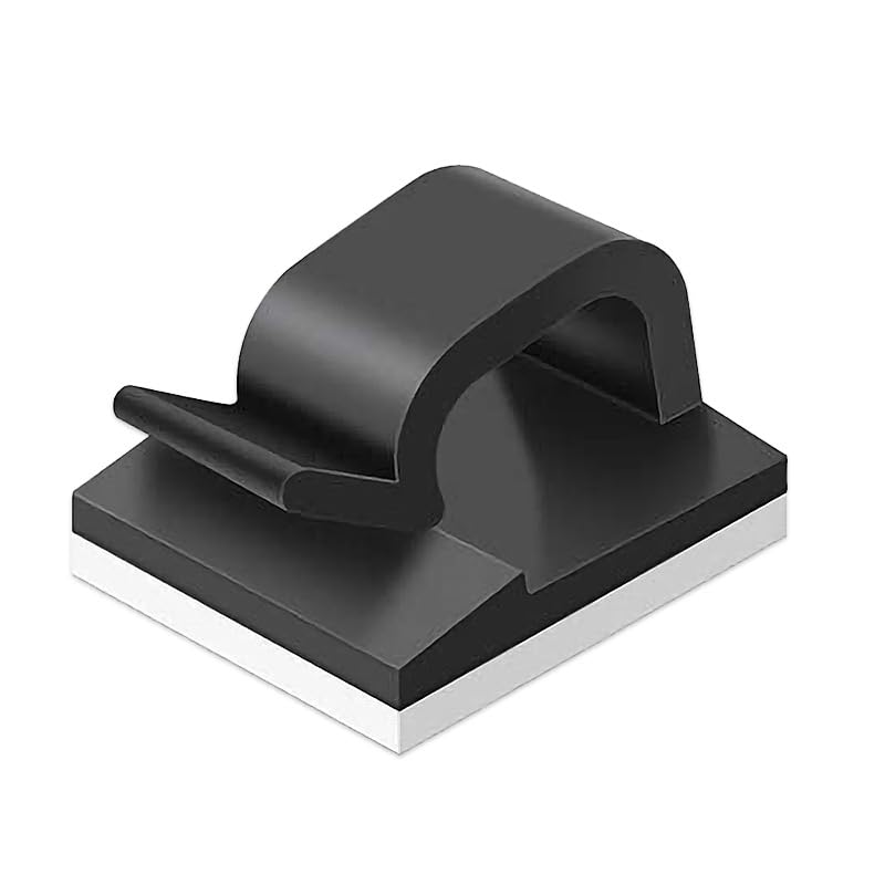 100 pcs of self Adhesive Cable Clips, Peel and Management for wall Desk and Office (Black) - color: black