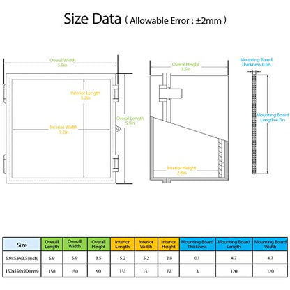 ABS Plastic Dustproof Waterproof IP65 Junction Box Hinged Shell Universal Electrical Project Enclosure Gray, with PC Transparent Clear Cover 5.9 x 5.9 x 3.5inch(150 x150 x90mm) - size: 5.9" x 5.9" x 3.5" (1pc)