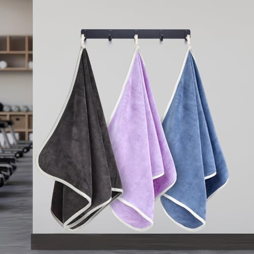 3 Pack Microfiber Gym Towels, Super Soft, Quick Drying, 14.2" x 30" | Absorbent Towel for Fitness, Yoga, Swimming, Sports, Workout, Skin-Friendly for Women Men