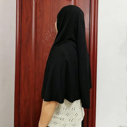 Ready To Wear Hijab For Women Instant Turban Stretch Soft Muslim Scarf For Prayer Long Hijabs Islamic Jersey Abaya - color: Black