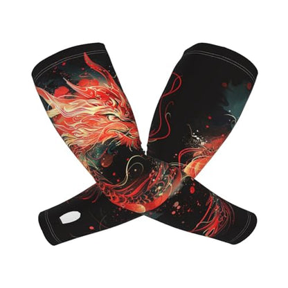 Cooling Arm Sleeves Cover Summer Sun Protection Arm Sleeves For Men Women Baseball Cycling Golf Running - color: Dragon 28