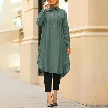 Prayer Clothes for Muslim Women One-Piece Long Sleeve Islamic Prayer Dress O Neck Lightweight Maxi Dress Dress - color: Green, size: Small
