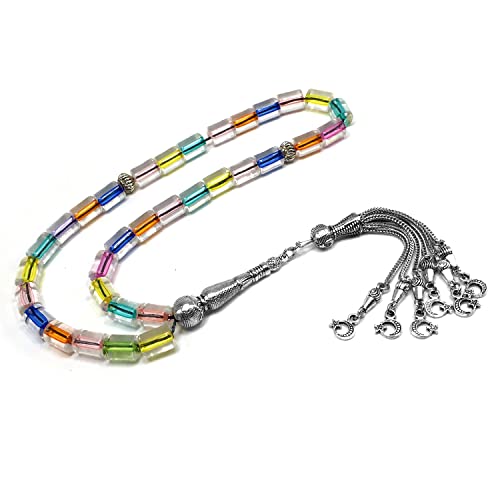 -Gentle Men Collection- Prayer Beads-Worry Beads-Tesbih-Tasbih-Tasbeeh-Misbaha-Masbaha-Subha-Sebha-Rosary (Mixed Color -10x7.5mm-33 Beads) - color: Mixed Color -10x7.5mm-33 Beads