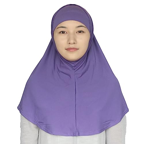 Women's Muslim Hijab Al-Amira Hijabs 2 Pieces with Tube Underscarf Cap Instant Soft Scarf - color: Purple