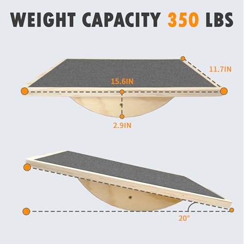 Balance Board Professional Wobble Board for Adults Anti-Slip for Physical Therapy Standing Desk Core Strength Wooden Rocker Board(350LBS) - size: Balance Board(Grey)