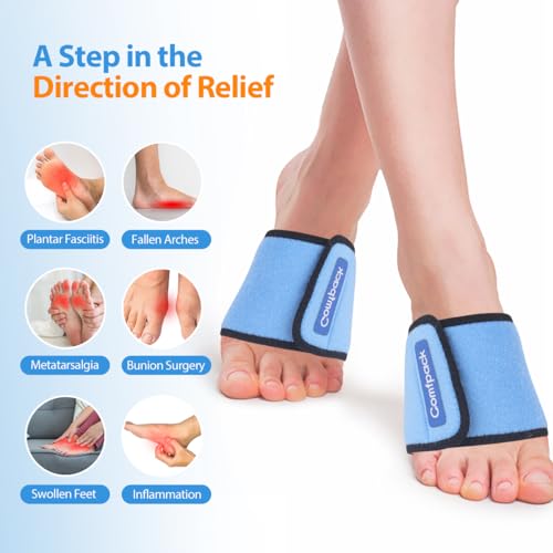 Comfpack 2 Packs Cold Therapy Wrap for Pain Relief, Reusable Gel Ice Packs for Foot Plantar, Wrist, Ankle, for Sprains, Muscle Pain, Bruises, Injuries, Blue - size: Blue, style: 2 Sleeves + 2 Gel Packs