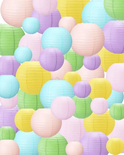 Treela 48 Pcs Paper Lanterns Party Decorations Round, Pastel - color: Pastel