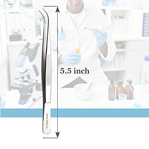 Lab Tweezers High Precision Forceps, Fine Strong Curved Point Tweezers, Stainless Steel (5.5 Inch) - size: 5.5 Inch